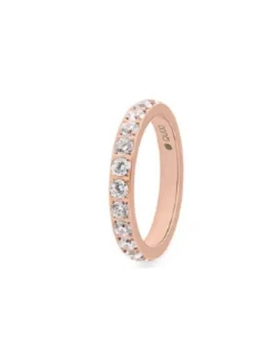 Qudo Women's Spacer Eternity Ring In Rosegold In Gold