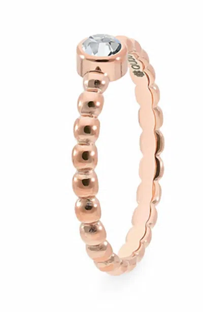 Qudo Women's Spacer Matino Deluxe Ring In Crystal/ Rosegold In Multi