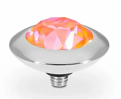 Qudo Women's Tondo 13mm Jewelry Topper In Orange Glow Delight Silver In Gold