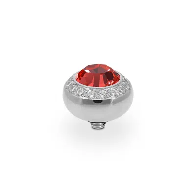 Qudo Women's Tondo Deluxe 10mm Jewelry Topper In Papparadscha / Silver In Red