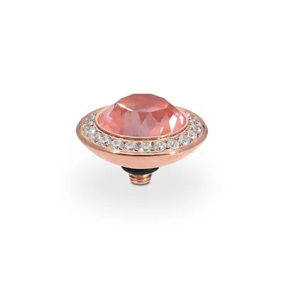 Qudo Women's Tondo Deluxe 13mm Jewelry Topper In Crystal Maroon Ignite / Rosegold In Gold