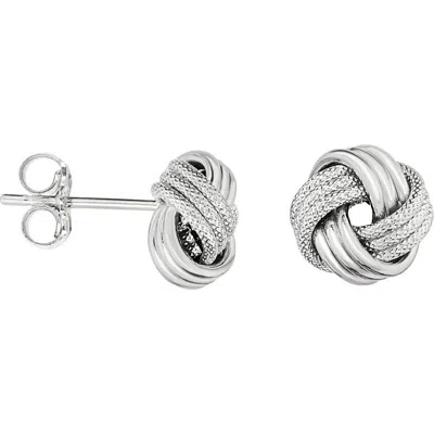 Queen Jewels 14k Gold Love Knot Stud Earrings In White Gold