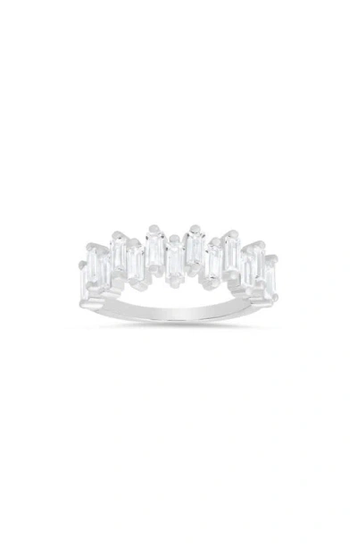 Queen Jewels Abstract Baguette Cubic Zirconia Ring In Silver