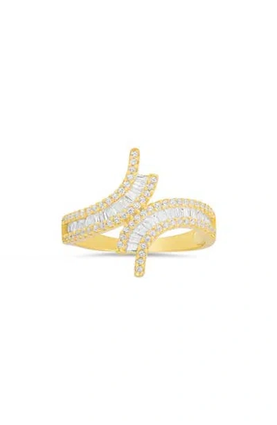 Queen Jewels Baguette Cut Cubic Zirconia Bypass Ring In Gold