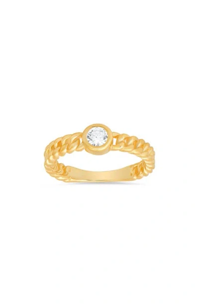 Queen Jewels Bezel Set Curb Chain Ring In Gold