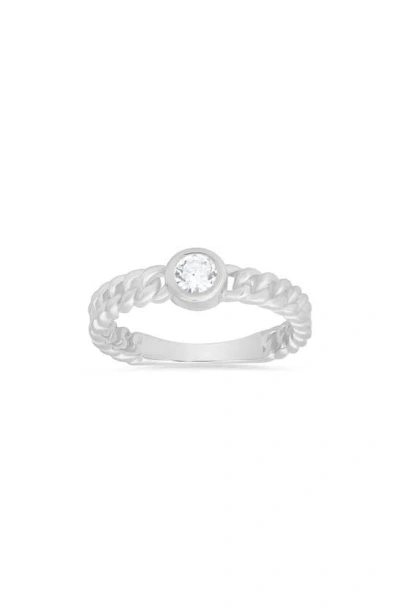 Queen Jewels Bezel Set Curb Chain Ring In Metallic