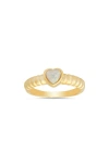 Queen Jewels Bezel Set Heart Ring In Gold/opal
