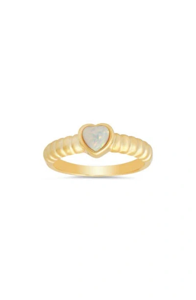 Queen Jewels Bezel Set Heart Ring In Gold/opal