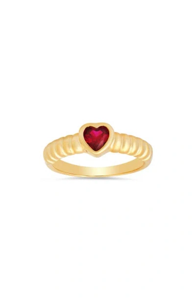 Queen Jewels Bezel Set Heart Ring In Gold