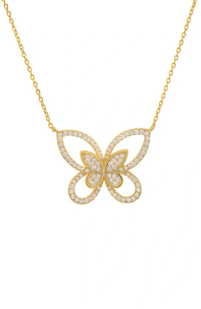 Queen Jewels Butterfly Cz Pendant Necklace In Gold