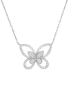 Queen Jewels Butterfly Cz Pendant Necklace In Silver