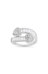 Queen Jewels Bypass Cubic Zirconia Heart Ring In Silver