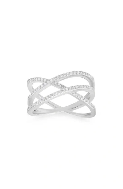 Queen Jewels Crisscross Cubic Zirconia Ring In Silver