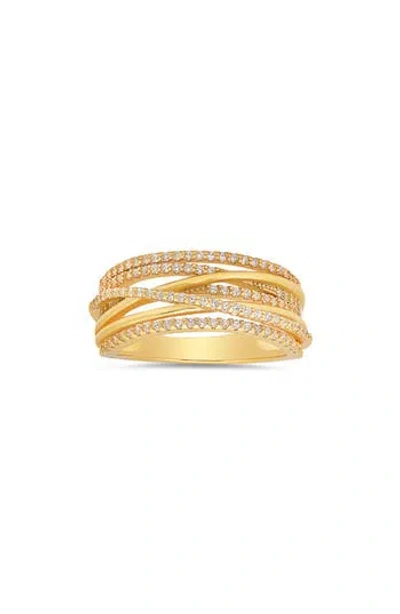 Queen Jewels Crossover Cubic Zirconia Ring In Gold