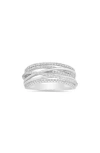 Queen Jewels Crossover Cubic Zirconia Ring In Silver