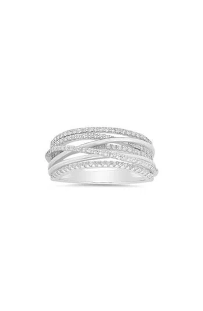 Queen Jewels Crossover Cubic Zirconia Ring In Silver