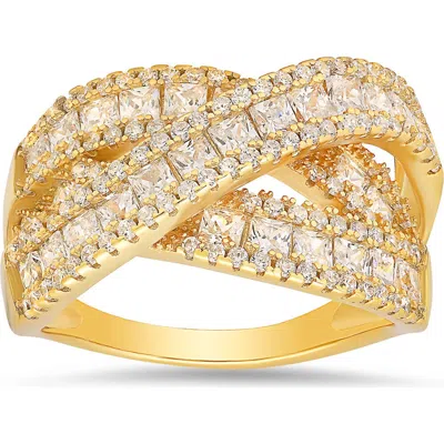 Queen Jewels Crossover Highway Cubic Zirconia Ring In Gold