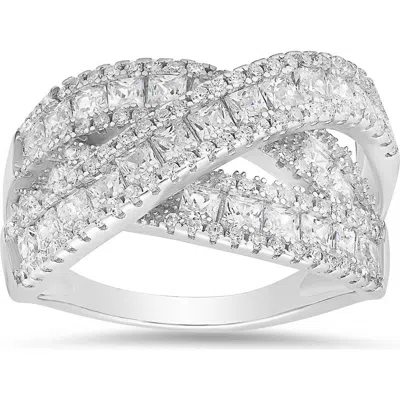Queen Jewels Crossover Highway Cubic Zirconia Ring In Silver