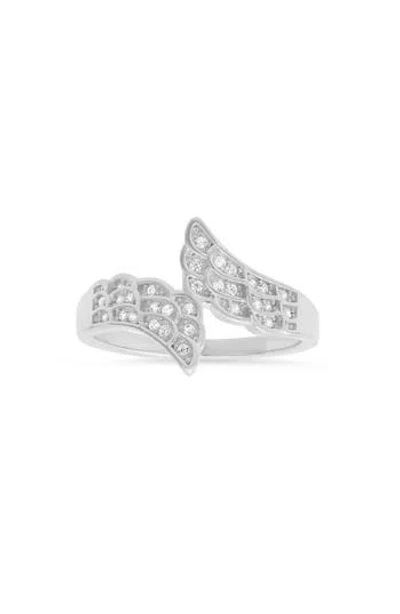Queen Jewels Cubic Zirconia Angel Wing Ring In Silver