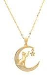 Queen Jewels Cubic Zirconia Cat, Moon & Star Pendant Necklace In Gold