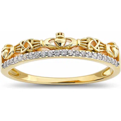 Queen Jewels Cubic Zirconia Claddagh Band Ring In Gold