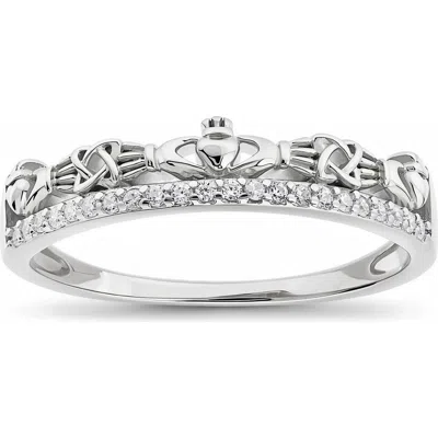 Queen Jewels Cubic Zirconia Claddagh Band Ring In Silver