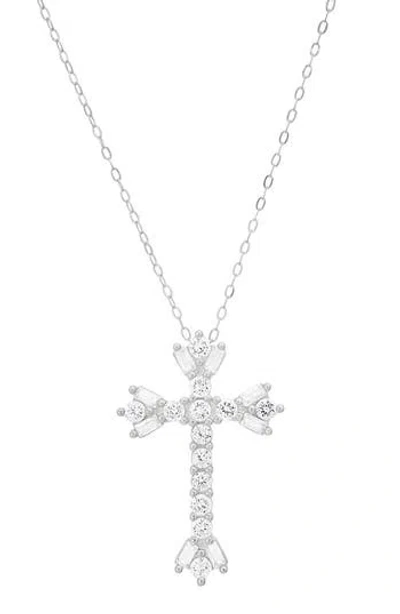 Queen Jewels Cubic Zirconia Cross Pendant Necklace In White