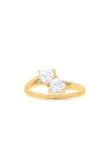 Queen Jewels Cubic Zirconia Double Heart Ring In Gold