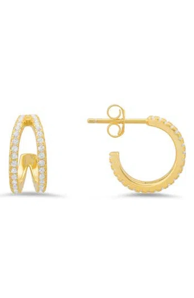 Queen Jewels Cubic Zirconia Double Hoop Earrings In Gold