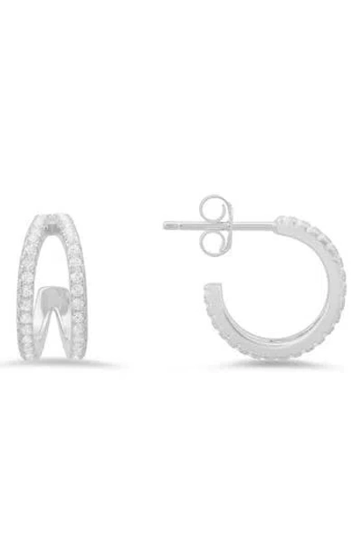 Queen Jewels Cubic Zirconia Double Hoop Earrings In Silver