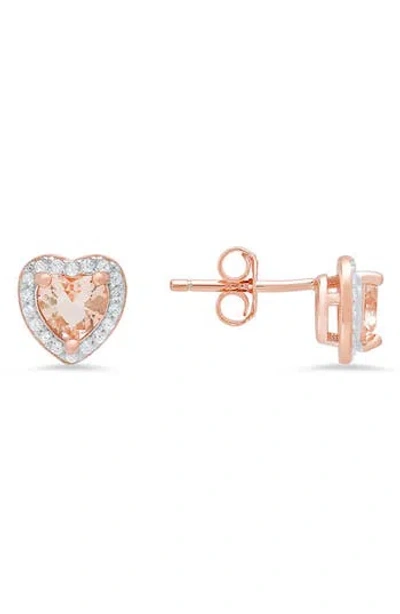 Queen Jewels Cubic Zirconia Halo Heart Stud Earrings In Gold