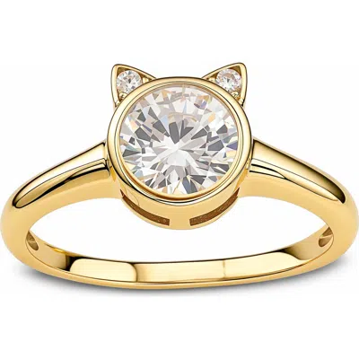 Queen Jewels Cubic Zirconia Kitty Cat Ring In Gold