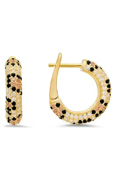 Queen Jewels Cubic Zirconia Leopard Spot Hoop Earrings In Gold