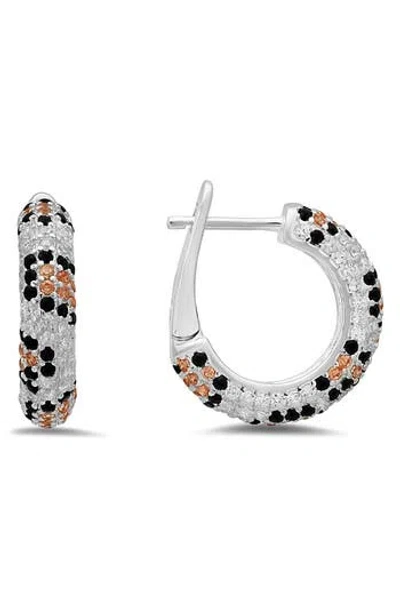 Queen Jewels Cubic Zirconia Leopard Spot Hoop Earrings In Silver