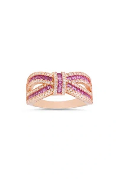 Queen Jewels Cubic Zirconia Love Knot Ring In Pink