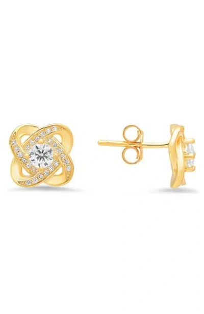 Queen Jewels Cubic Zirconia Love Knot Stud Earrings In Gold