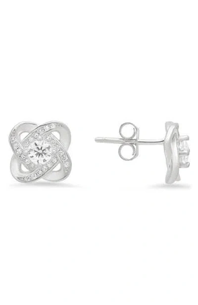 Queen Jewels Cubic Zirconia Love Knot Stud Earrings In Silver