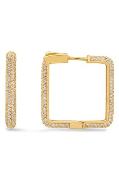Queen Jewels Cubic Zirconia Pavé Square Hoop Earrings In Gold