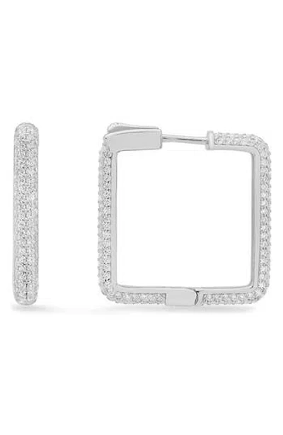 Queen Jewels Cubic Zirconia Pavé Square Hoop Earrings In Silver