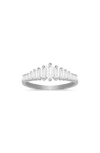 Queen Jewels Cz Baguette Cut Deco Ring In Silver