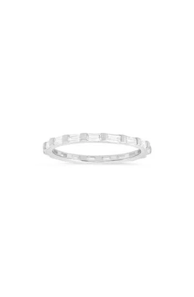 Queen Jewels Cz Baguette Infinity Band Ring In Silver