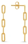Queen Jewels Cz Paperclip Link Drop Earrings In Gold