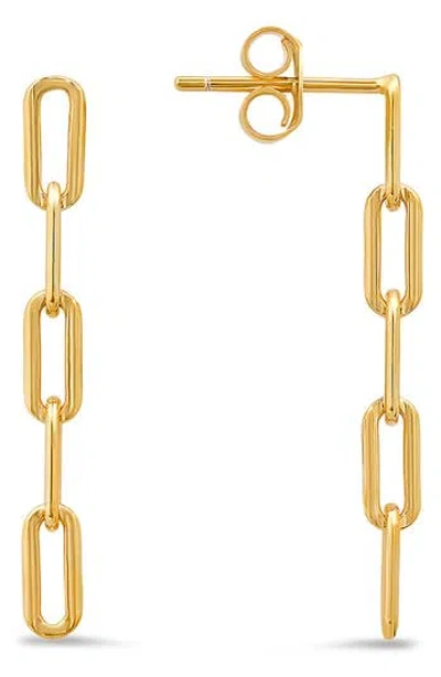 Queen Jewels Cz Paperclip Link Drop Earrings In Gold
