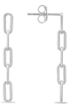 Queen Jewels Cz Paperclip Link Drop Earrings In Silver