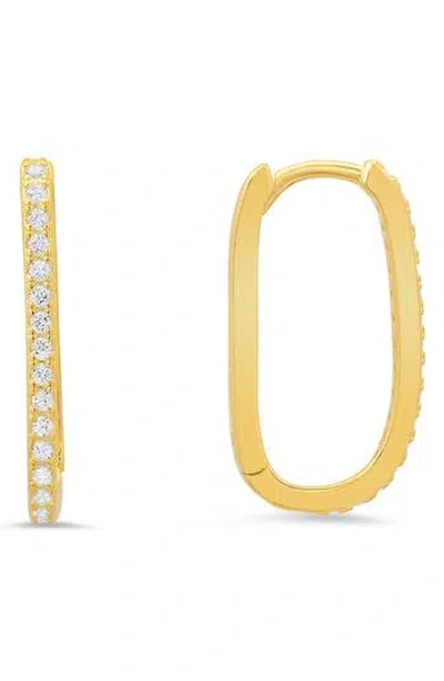 Queen Jewels Cz Pavé Oval Hoop Earrings In Gold
