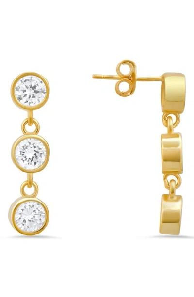 Queen Jewels Dangling Bezel Set Cubic Zirconia Drop Earrings In Gold
