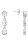 Queen Jewels Dangling Bezel Set Cubic Zirconia Drop Earrings In Silver