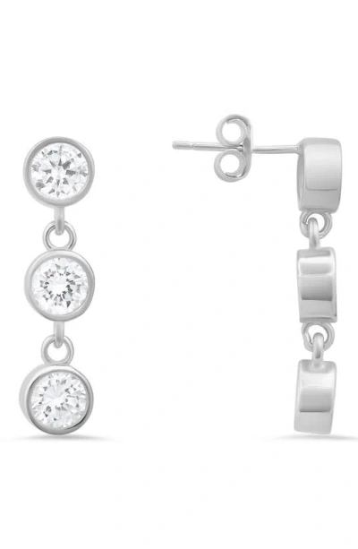 Queen Jewels Dangling Bezel Set Cubic Zirconia Drop Earrings In Metallic