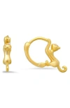 Queen Jewels Dangling Kitty Hoop Earrings In Gold