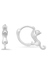 Queen Jewels Dangling Kitty Hoop Earrings In Silver